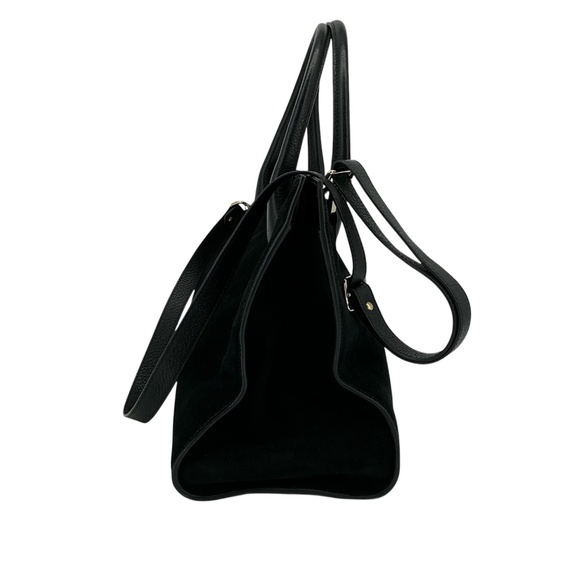 Jimmy Choo Riley Tote – Black Suede with Leather Handles - Picture 6 of 10